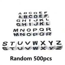 100/1000pcs/Pack White Background Black Letter Beads, 6mm Acrylic English Alphabet Square Letter Beads DIY Jewelry Making Accessories, Decorative Supplies | Overflowing Beads | Durable Bead Material For Jewelry Making - Black and White - View 42