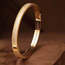 1pc Fashionable & Elegant Zirconia Studded Narrow Bangle Bracelet, Suitable For Daily Wear, Parties And Formal Events
