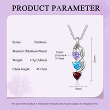 1pc Personalized Heart-Shaped Birthstone Necklace, Silver DIY Jewelry For Women, Custom Birthstone Gift For Birthday Anniversary Graduation - White - View 4