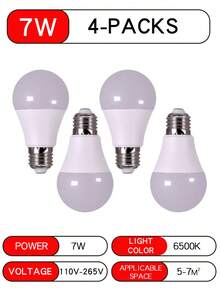 2/4/6/8颗装 7W/9W/12W/15W E27 LED灯泡，相当于100W白炽灯，6500K色温，暖白光/冷白光可选，220°光束角，1100流明，不可调光，E26灯头，UL认证 - 白色 - 查看 25