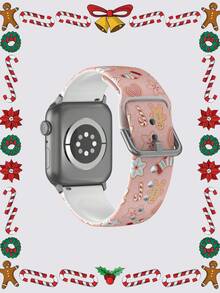 1pc Christmas Gingerbread Man Pattern TPU Watch Band Compatible With 38/40/41/42/44/45/49mm Ultra/SE/9/10/8/7/6/5/4/3/2/1