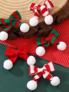 5 pièces/15 pièces Ensemble de pinces à cheveux avec nœud et pompon colorés pour filles, convient pour la décoration et les cadeaux de Halloween