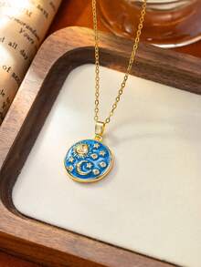 1pc Stainless Steel Bohemian Style Necklace, Fashion French Hip-Hop Casual Minimalist Versatile, Suitable For Daily Wear, Street, Valentine's Day, Party, Holiday