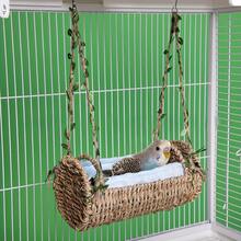 1pc Rattan Parrot Nest With Pink/Blue Cushion - Universal Bird Nest Hammock For All Seasons, Rattan Swing Toy, Cozy Nest For Budgies, Peacocks, Cockatiels And Other Small Parrots - blue藍色 - 查看 7