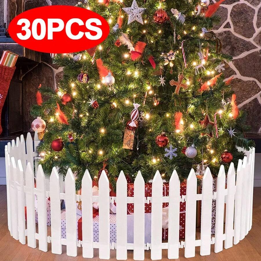 30PCS Christmas Tree Fence White Plastic Fence Christmas Tree Decorative - White - View 1
