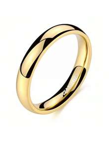6 毫米宽镀钛戒指 - 金色，现代简约风格，耐用珠宝，适合婚礼、情人节、毕业典礼、周年纪念日、男女通用，采用优质仿宝石精制而成，时尚配饰，情侣戒指