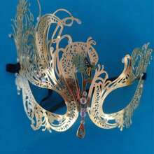 1 件圣诞化妆舞会面具金色精神半脸装饰道具狂欢节派对角色扮演服装 - 化裝舞會面具金色精神半臉裝飾 - 查看 12