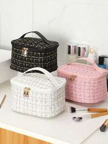 1个可爱旅行化妆包，双层化妆品收纳包，大容量洗漱包，多功能化妆包，旅行包，手提包，适用于宿舍/浴室/旅行/酒店，圣诞礼物，万圣节礼物，送给妈妈、爱人、同事、朋友、邻居的礼物 - 彩色 - 查看 2