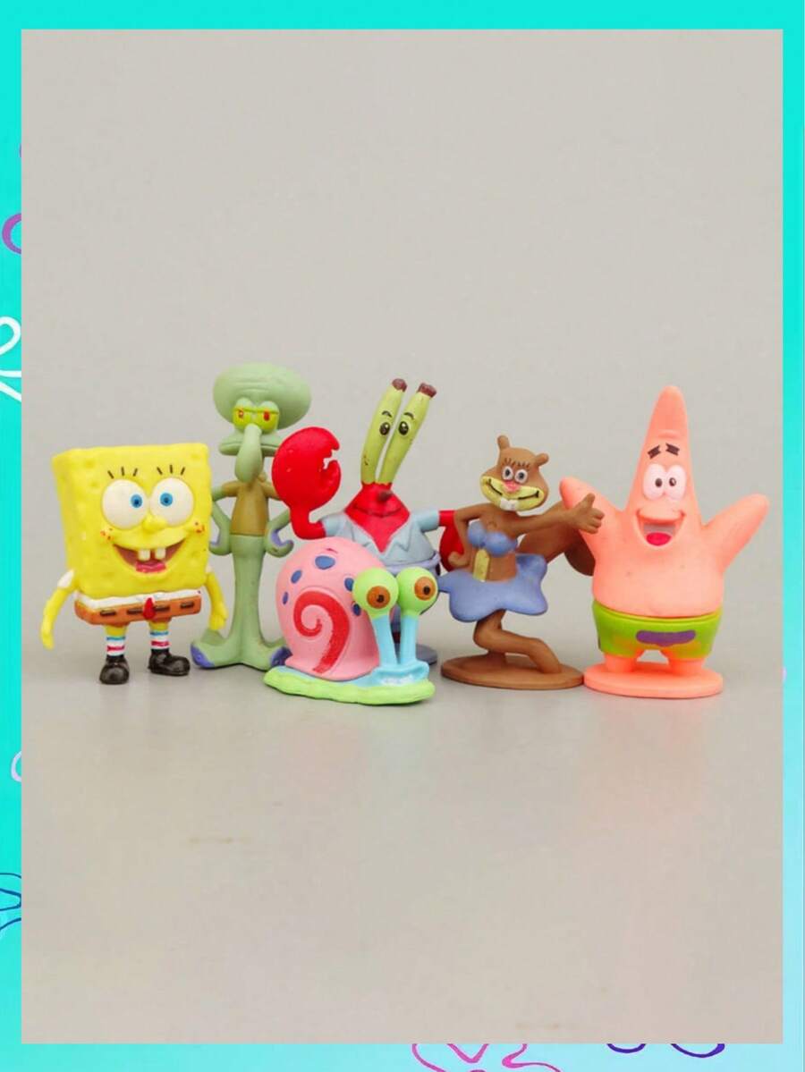 SPONGEBOB 1/3/6 قطعة من ديكورات عيد ميلاد سبونج بوب وأصدقائه، ديكور طاولة، تزيين كعكة، ديكور خزان السمك تحت الماء، تشمل باتريك ستار، سكويدوارد تنتاكلز، السيد يوجين إتش كرابس، غاري القوقعة وغيرهم، مناسب للأعياد والأعياد الميلاد وهدايا عيد الميلاد وحشو الجوارب وأكياس هدايا عيد الميلاد