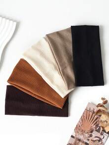 5 Stücke Unisex einfarbige & gestreifte vielseitige Sporthaarbänder, modische tägliche Radfahren Trainings Schweißbänder