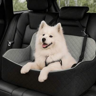 Dog Car Seat Up To 55lbs/35lbs With A Storage Pocket For 2 Small Dogs Fully Detachable And Washable Pet Car Seat Soft Fabic