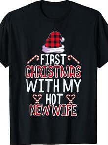 Matching Christmas Pajamas For Couples Celebrating Their First Holiday Together. - Black - View 1