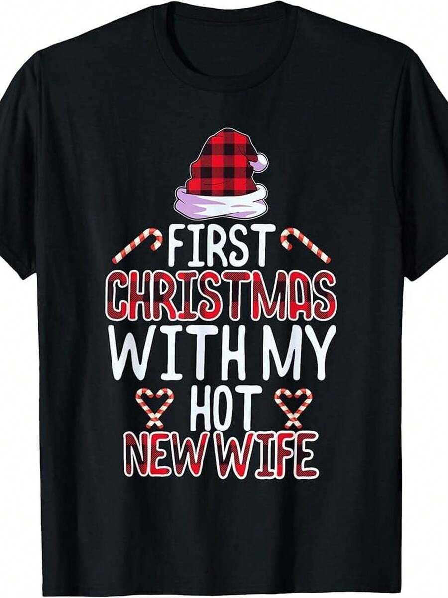 Matching Christmas Pajamas For Couples Celebrating Their First Holiday Together. - Black - View 1
