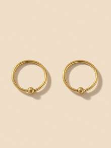 2pcs Minimalist Geometric Stainless Steel Piercing Round Ball Nose Ring, For Men Daily Wear & Party