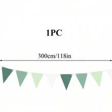 1 pieza/2 piezas/3 piezas/5 piezas Decoraciones de fiesta verde salvia Banderines de tela triangulares de color verde aguacate Banderines, guirnaldas y serpentinas para cumpleaños, boda, baby shower, selva, verano, golf, Navidad y fiestas al aire libre