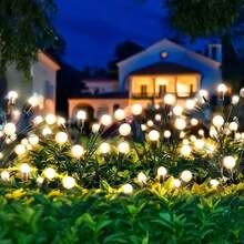 Luzes solares externas tipo vaga-lume - 6/8/10 LEDs, sem bateria e com movimento oscilante devido ao vento, ideais para decoração de jardins, pátios e festas (branco quente/multicolorido)