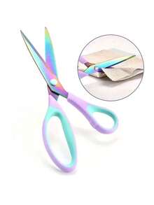 3pcs Colorful Craft Scissors Set - Sharp Titanium Steel Blades, With Soft Rubber Handles, Stainless Steel Multi-Purpose Scissors For Office, Sewing, Arts & Crafts, School Supplies - Multicolor - View 7