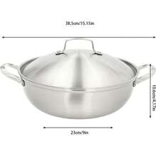 HaroldDol 304 Stainless Steel Wok Non Stick Frying Pan With Steaming Rack, Effortless Clean, Silver, For Use With Induction, Gas, Electric, Halogen Stoves And Ovens Up To 500°F (32cm) - Silver - View 4