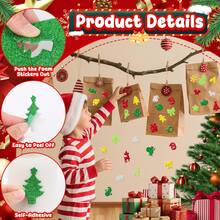 50/100 Pcs Mixed Glitter 3D Snowflake Christmas Tree EVA Stickers, Christmas Foam Sticker Snowflakes Christmas Tree Decoration Handmade Toys, Suitable For Walls And Other Places, Handmade DIY Teaching Materials, Festival Decorations.