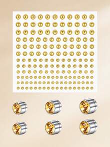 7 件不锈钢 Cz 女士鼻夹，假鼻环，假鼻环，假唇贴，假鼻钉，眉毛耳钉，Y2K 化妆，男女皆宜 - Face Gems-B - 查看 17