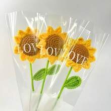 1/5/10Pcs Handmade Crochet Sunflower, Eternal Artificial Woven Sunflower Flowers, Smile Knitted Simutation SunFlowers, Preserved Flower, Best Gift For Christmas Day, Birthdays, Weddings, Graduations,Teacher's Day. Suitable For Home Decor In Restaurant, Room Decor, Bedroom, Holiday Gift & Party Halloween Decoration.