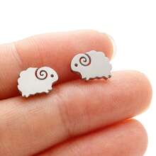 1 Paar modische Edelstahl Tier Ziege Ohrstecker, Geburtstagsgeschenk Schmuck