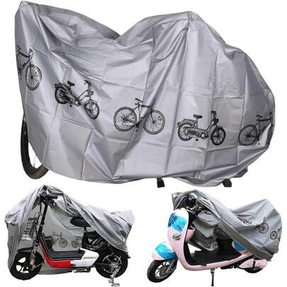 通用自行车罩（适合多种自行车类型）- 适用于山地车、公路车、电动自行车、重型自行车的户外停放。采用锁孔设计，方便固定，可防阳光、紫外线和风。