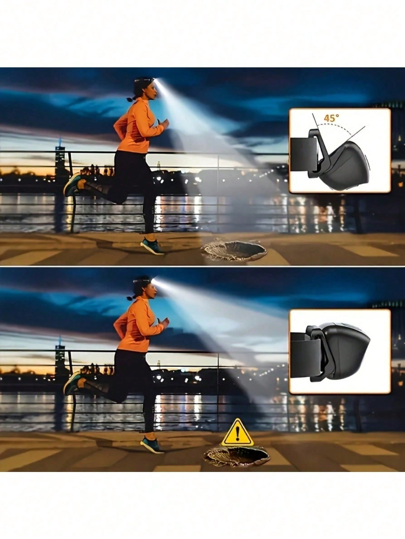 مصباح رأس قابل للشحن بحساس 400 مللي أمبير بشحن يو...