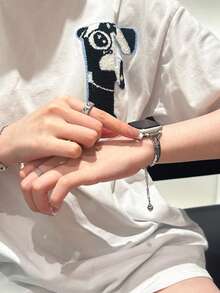 1 Piece Of Women's Cute Cat Wristband Metal Watch Strap Compatible With 38/40/41/42/44/45/46/49mm Compatible With Apple Watch Strap Ultra/Se10/9/8/7/6/5/4/3/2/1 - Kitten - View 9