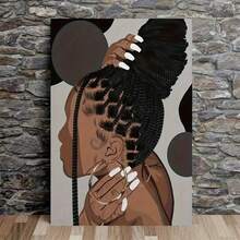 1pc African American Hair Braiding Wall Art Canvas Print - Empowering Beauty Salon Decor For Living Room, Bedroom, Or Beauty Studio - Modern Aesthetic Home Artwork - Nhiều màu - Xem 2