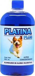 Platina Plus - ELIMINADOR DE OLORES MASCOTAS - Ultra Concentrado - 100 Lavs - Elimina Manchas - Para Exteriores, Interiores, Telas y Muebles (500ml) - negro - Ver 1