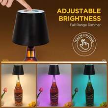 Bottle Lamp LED Bottle Lights For Bottles, Cordless Lampshade, 10 Dimming Colors, Bottle Stopper Night Light Kit, Rechargeable RGB Touch-Dimmable, For Home, Bar, Wedding, Party Perfect Gift Perfect Creative Gift 1200mAh Battery IP44 - 黑色 - 查看 9