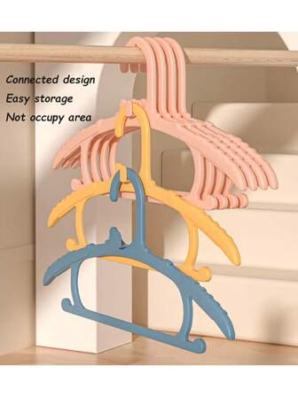 儿童衣架防滑塑料衣架儿童家用晾衣架衣服晾晒架（粉色塑料衣架）