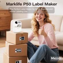 Marklife Makrlife P50 Label Printer, With Label Tape, Thermal Label Printer, Portable Bluetooth Wireless Label Printer, Suitable For Barcodes, Jewelry, Retail, Jars, Candle Jars, Clothing, Glass Jars Etc., Provides Multiple Templates, Can Be Used For Organizing Office And Household Items, Ideal For Christmas/New Year/2026/Gifts For Family/Year-End Gifts, Supports Android And IOS Systems. - White - View 3