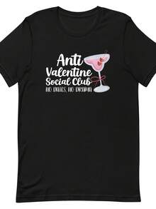 Anti VaL*Entine's Day S*Hirt, No Date No Drama T-S*Hirt, Anti VaL*Entine S*Ocial Club S*Hirt, Funny VaL*Entine's Day SweaT*S*Hirt V0146220G Pure Cotton T-S*Hirt - Send Warmth To Your Loved Ones, A Perfect Birthday Gift And Day Surprise - 黑色2 - 查看 1