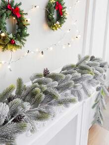 Guirlanda artificial de pinheiro com flocos de neve e agulhas, 1 unidade, 170 cm (66,92 polegadas), com flocos de neve artificiais cobrindo os galhos e pinhas simuladas. Ideal para decoração natalina, lareira, festas de fim de ano, decoração de escadas, guirlandas DIY e decoração de árvores de Natal. Decoração de inverno. Sem necessidade de manutenção. Decoração de Natal para ambientes. Presentes de Natal.