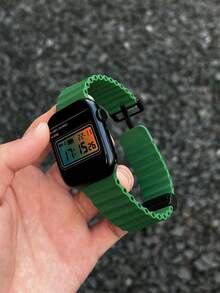 1 Liquid Silicone Sports Magnetic Watch Strap Compatible With Apple Watch Band 42mm 38mm 40mm 41mm 44mm 45mm 46mm 49mm Fashion Smart Watch Replacement Watch Strap For Series Ultra2 Ultra SE2 SE 11 10 9 8 7 6 5 4 3 2 1 For Women Men As A Gift For Students Returning To School - Dark Green - View 4