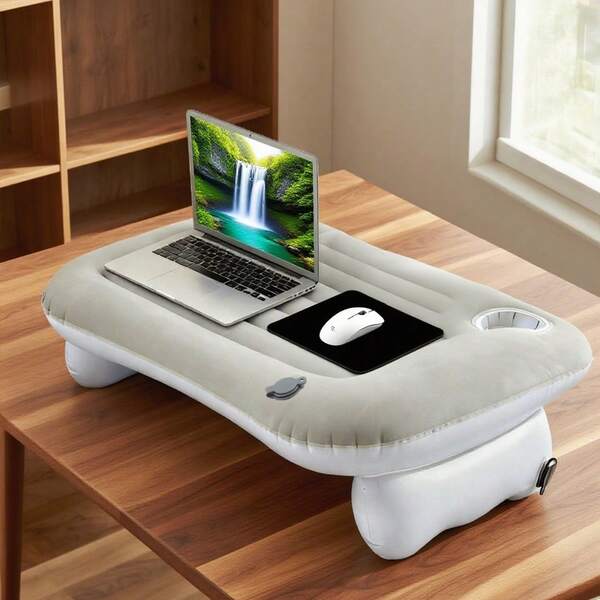 1 Stück multifunktionaler Klapptisch - Laptoptisch mit Getränkehalter, geeignet für Arbeit, Lesen und Schreiben, Esstisch für Bett, Sofa, Boden, tragbarer Laptoptisch, ultra dickes PVC+Plüschmaterial, mit Getränkehalter, Weihnachtsgeschenk, Ramadan-Geschenk, Neujahrgeschenk