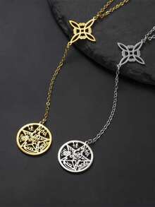 1件随机不锈钢女巫结镂空星形吊坠项链，优雅项链，适合作为派对礼物送给家人和朋友 - 項鍊 - 查看 4