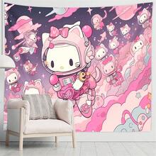 Sanrio 1 قطعة جدارية مطبوعة برسوم كرتونية جذابة - جدارية سانريو: هيلو كيتي تعبر الكون، مثالية لديكور غرفة النوم أو غرفة المعيشة أو السكن الجامعي، متوفرة بأحجام متعددة، ديكور لحفلة عيد الميلاد، هدية مثالية