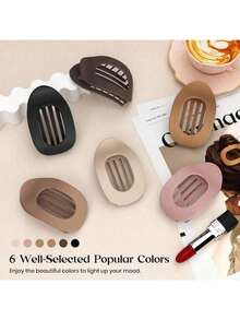 1pc Random Color Matte Oval Flat Clip, Minimalist Dull Finish Large Curved Arc Hair Clip, Duck Clip