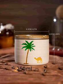 1pc Exquisite Desert Camel Pattern Ceramic Espresso Cup (Upgraded Enamel Version), Creative Middle Eastern Style Ceramic Gift, Suitable For Daily Use - Saudi National Day - Saudi National Day Supplies Distribution - Cup - Coffee Cup