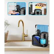 4-In-1 Kitchen Sink Countertop Soap Dispenser Set With Sponge Holder And Towel Rack, Practical Kitchen And Bathroom Small Tool, Creative Kitchen Soap Dispenser, Kitchen Organization - Multicolor - View 4