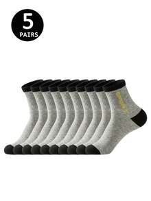 2020 May 10th Men's Dual-Color Letter Print Sports Crew Socks - Moisture-Wicking, Lightweight, Soft And Comfortable, Casual Style For All Seasons, Suitable For Daily Wear, Autumn - Multicolor - View 4