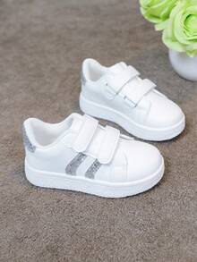1 Pair Kids Versatile Breathable White Sneakers With Embroidered Bow, Chinese Knot Decor, Fashion Casual Flat Shoes For Girls And Boys