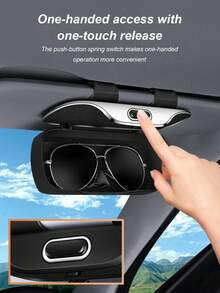 One-Touch Sunglasses Holder For Car Visor – Sunglasses Holder For Car Sun Visor, Dust-Proof & Drop-Resistant Storage Box With Spring Clip, Holds Glasses, ID, Receipts – Universal Fit For All Cars, Perfect Car Accessory For Men & Women