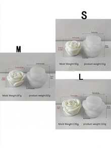 1个/3个装3D玫瑰硅胶模具 - 可制作逼真的花卉装饰，适用于情人节、母亲节、生日等场合 - 柔韧耐用，易于使用的树脂和石膏模具 - 白色 - 查看 2