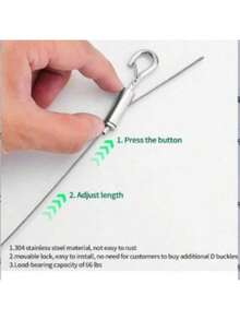 Interior Decor 4 Set Of Picture Hanging Wire Kit, Adjustable Heavy Duty Stainless Steel Photo Frame Wire Hanging Kit For Picture Frames, Lights, Curtains, Mirrors, Billboards - Capacity 65 Lbs