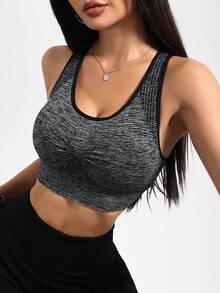SHEIN Sports Women's Solid Color Simple Daily Sports Underwear - Grey - View 4