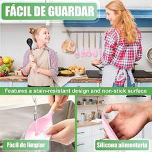 Utensilios de Cocina de Silicona, 19 Piezas Juego de Utensilios de Cocina Antiadherentes con Mango Resistente al Calor, Juego de Cucharas para Cocinar de Incluyendo Accesorios Cocina Negro - rosa - Ver 5